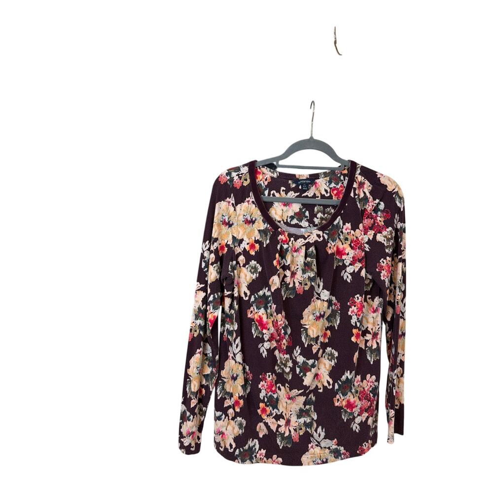 Lands End Black & Floral Long Sleeve Scoop Neck Tops Bundle Size M